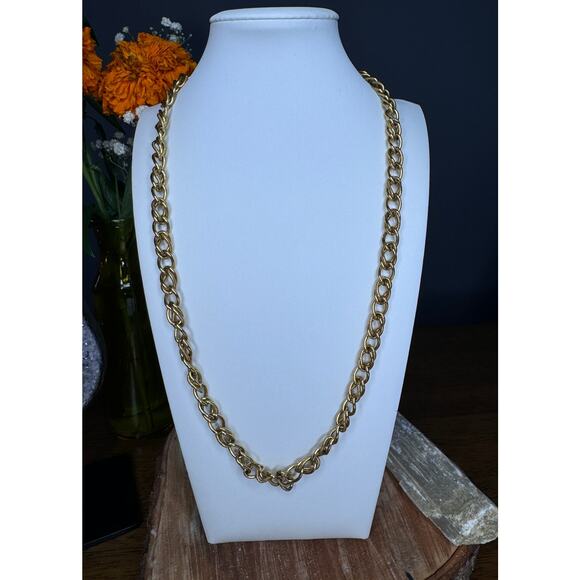 Monet Vintage Gold Plated Statement Rope/Link Necklace - Picture 1 of 4